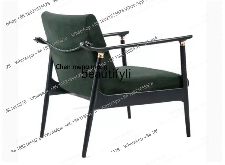 

Nordic Solid Wood Single Sofa Simple Post-Modern Home Living Room Leisure Chinese Chair Office Reception Chair