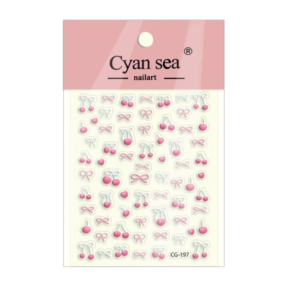 Cereja arco 3d arte do prego adesivos doce rosa azul adesivos frutas adesivos de unhas diy moda arte do prego