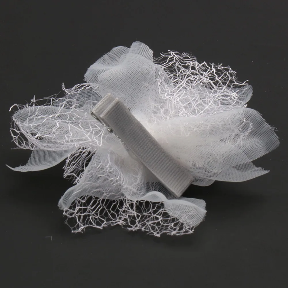 دبوس شعر أبيض حريري للزهور ، أغطية رأس زهرية متعددة الطبقات ، أغطية رأس أنيقة ، أقمشة تصفيف الشعر ، دبوس شعر للزفاف