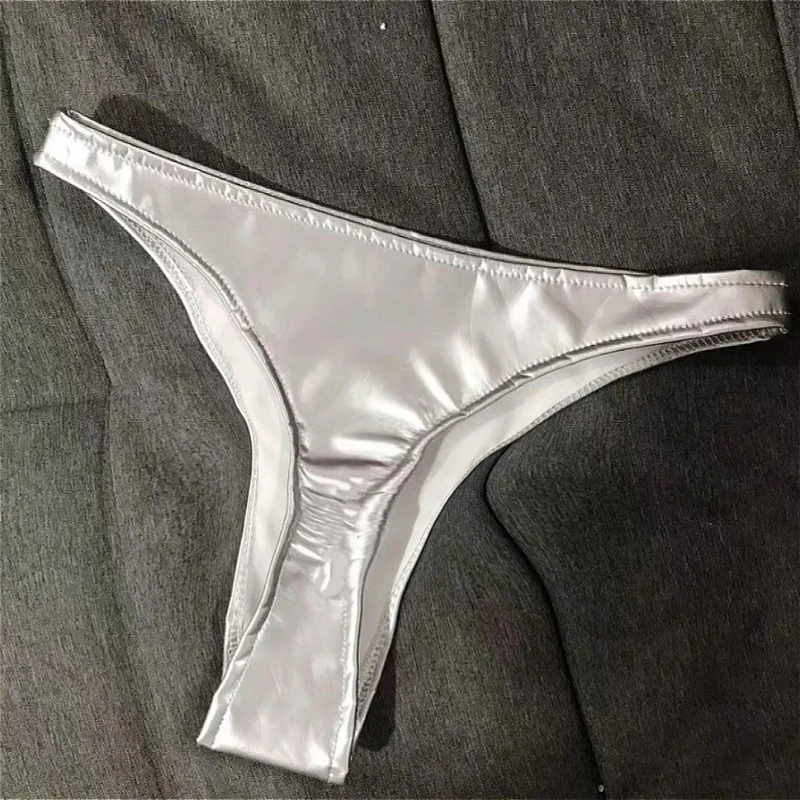 Błyszczące, seksowne damskie mikro szorty, obcisłe, z lakierowanej skóry, błyszczące, mini majtki dla tancerki, na występy sceniczne, z niskim stanem.