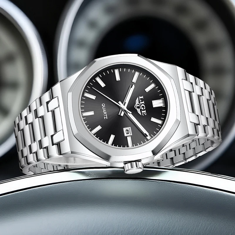 LIGE Men Quartz Wristwatches Stainless Steel Waterproof Sports Watch Men Fashion Military Luminous Watch For Men Reloj Hombre
