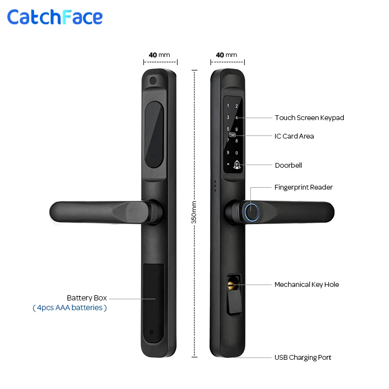 Cerradura electrónica inteligente sin llave, cerradura de puerta corredera de aluminio/vidrio, impermeable, con huella dactilar, aplicación TUYA, WIFI, RFID, código de tarjeta, 92/85mm