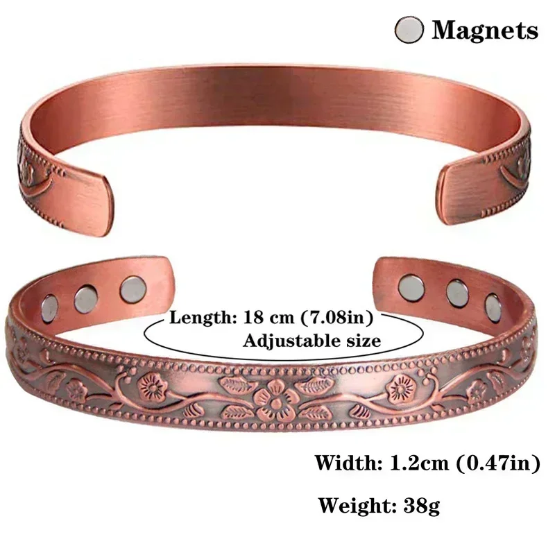 99.99% Pure Copper Magnetic Bracelets for Men Women Ultra Strength Magnetic Bangles 3500 Gauss Neodymium Magnets Wholesale