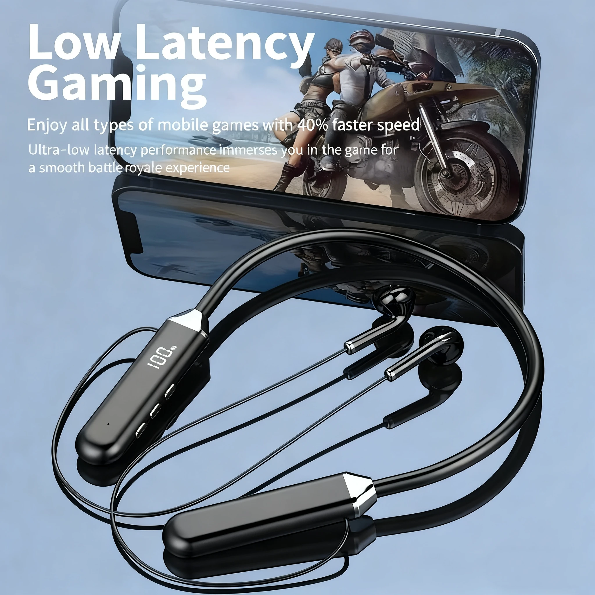 Novo esporte neckband fone de ouvido sem fio audífonos bluetooth inalámbrico jogos display led fones de ouvido para xiaomi huawei