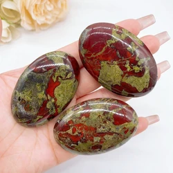 55*35MM Natural Crystal Pocket Palm Stone Energy Gemstone Reiki Dragon Blood Stone Crystal Healing Gift Mineral message tool