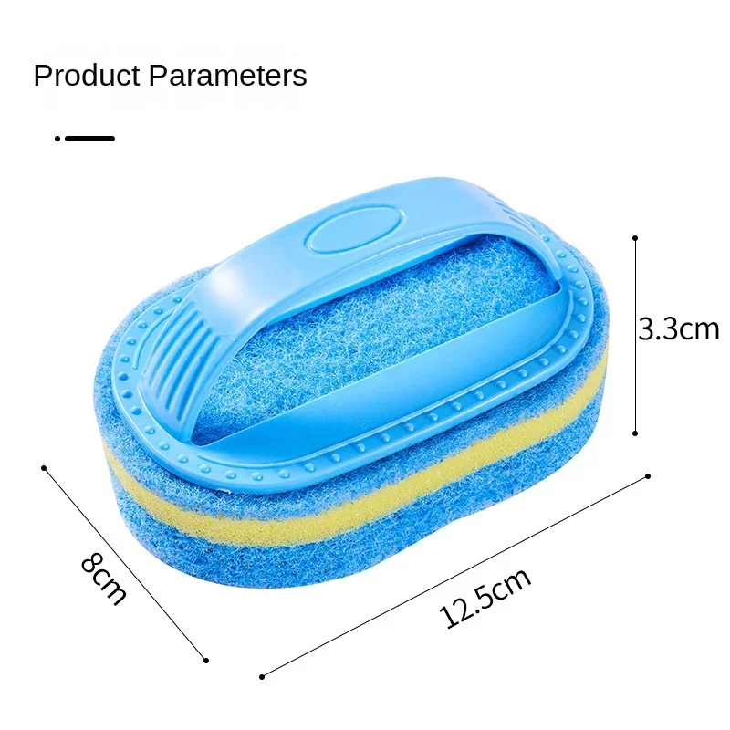 Sponge Cleaning Brush with Handle Thickened Stain Removing Clean Brush Pot Tile Kitchen Toilet Bathroom Cleaning Sponge Wipe