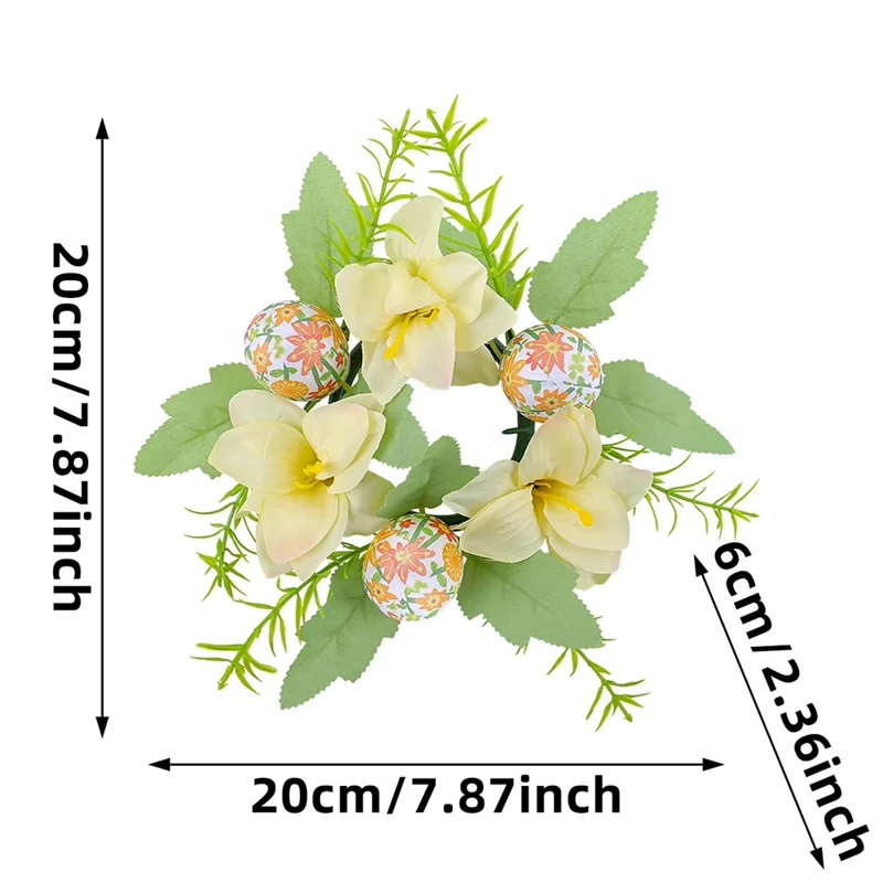 قطعة مركزية لطاولة إكليل بيضة عيد الفصح، ديكورات زهور عيد الفصح، إكليل ربيعي رائع للداخل