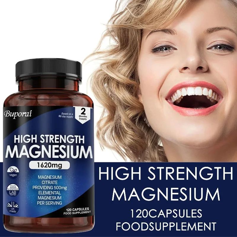 

High Strength Magnesium 1620mg - Improves Sleep, Reduces Leg Cramps, Helps Maintain Healthy Bones and Teeth, Absorption