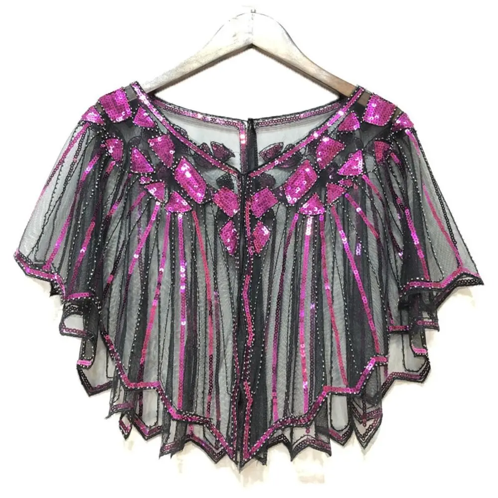 

1920s Evening Dress Accessories Sequins Shawl Wraps Party Vintage Evening Cape