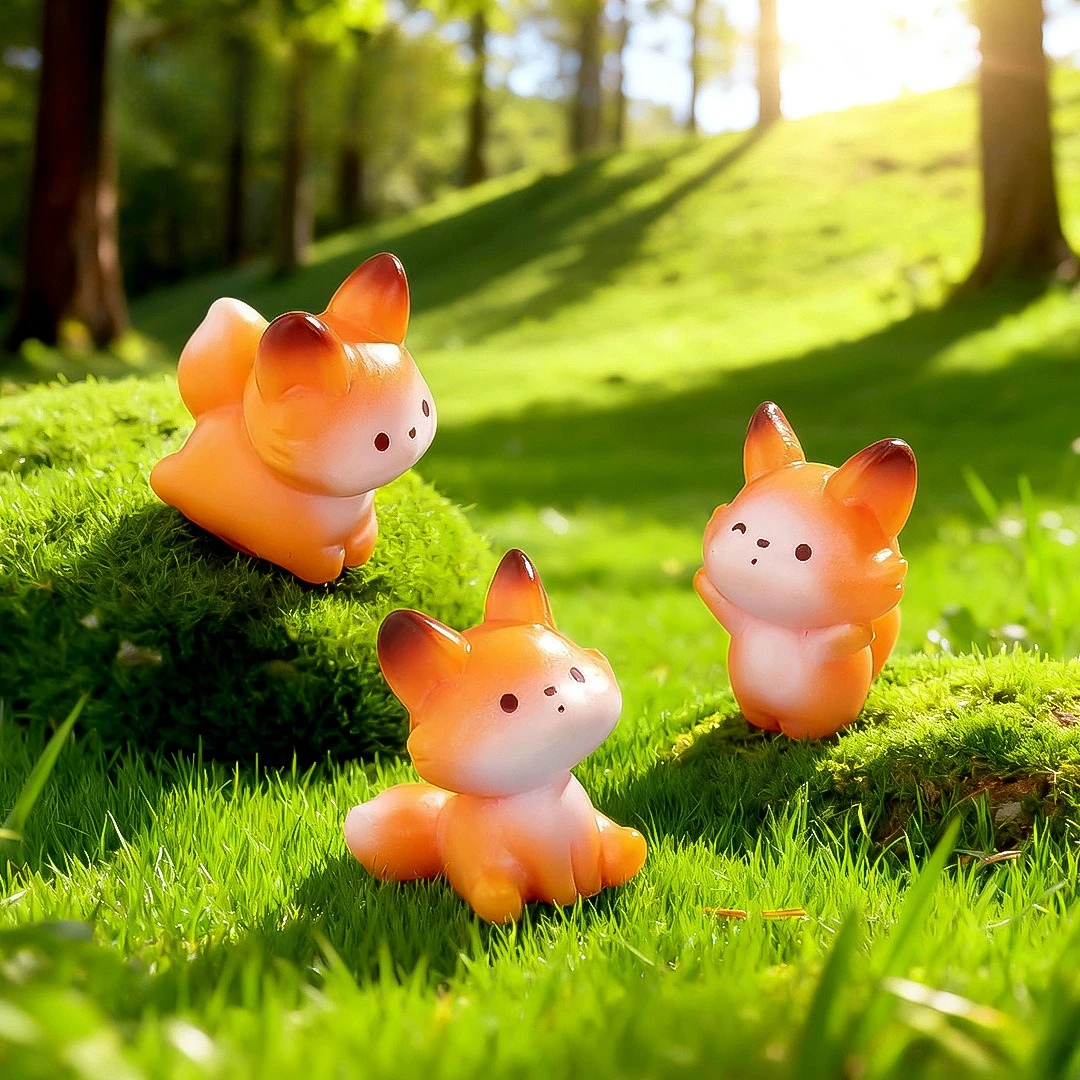 4-20 قطعة Kawaii الراتنج الكرتون الثعالب الحيوان ديكور منزلي ذاتي الصنع مصغرة الجنية ديكور حديقة المنزل دمية الملحقات