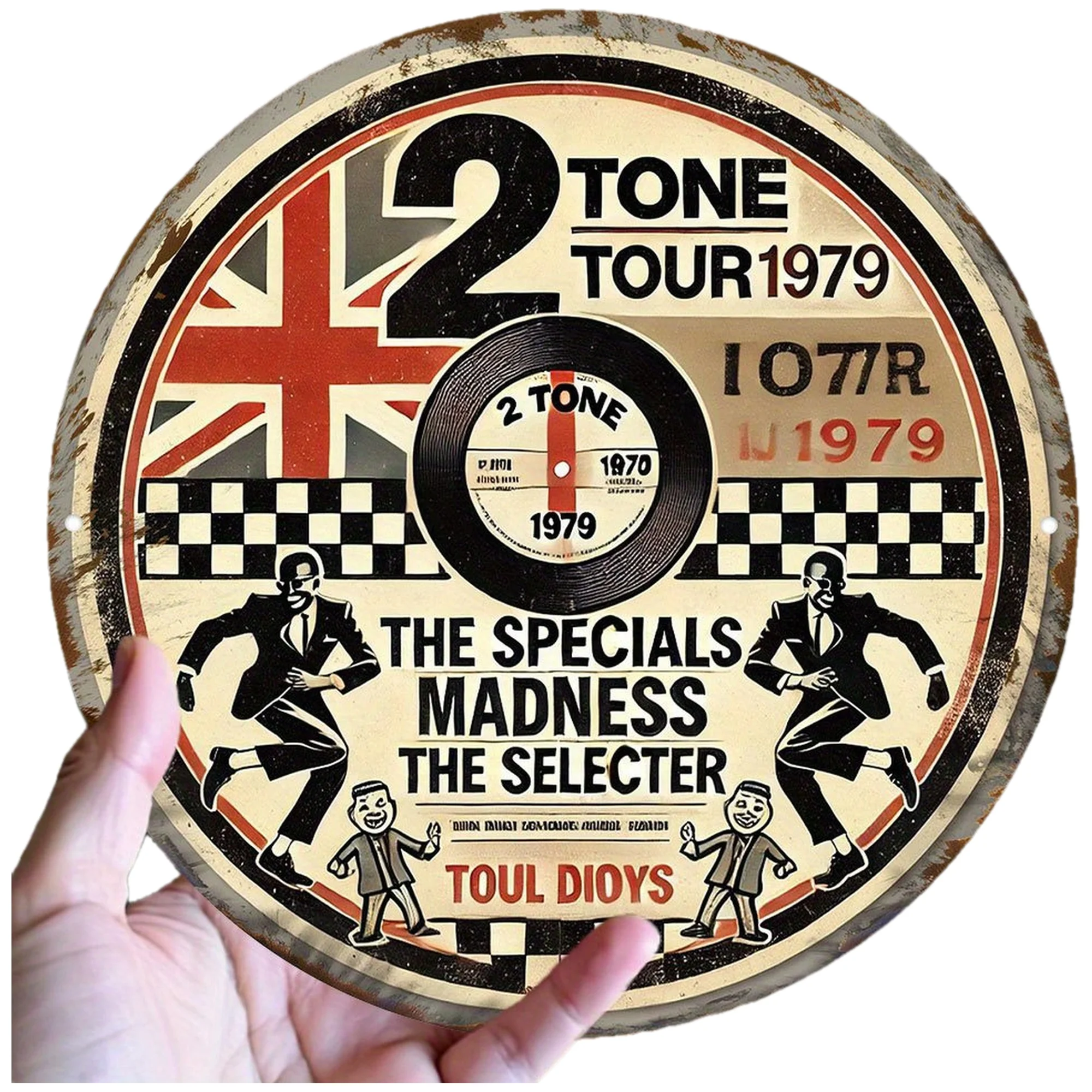 2D Flat 2-Tone Tour 1979 Vintage Poster – Strapazierfähiges Aluminium-Wandkunstschild für Musikfans, Hängeschild für drinnen und draußen – 19,79 x 1