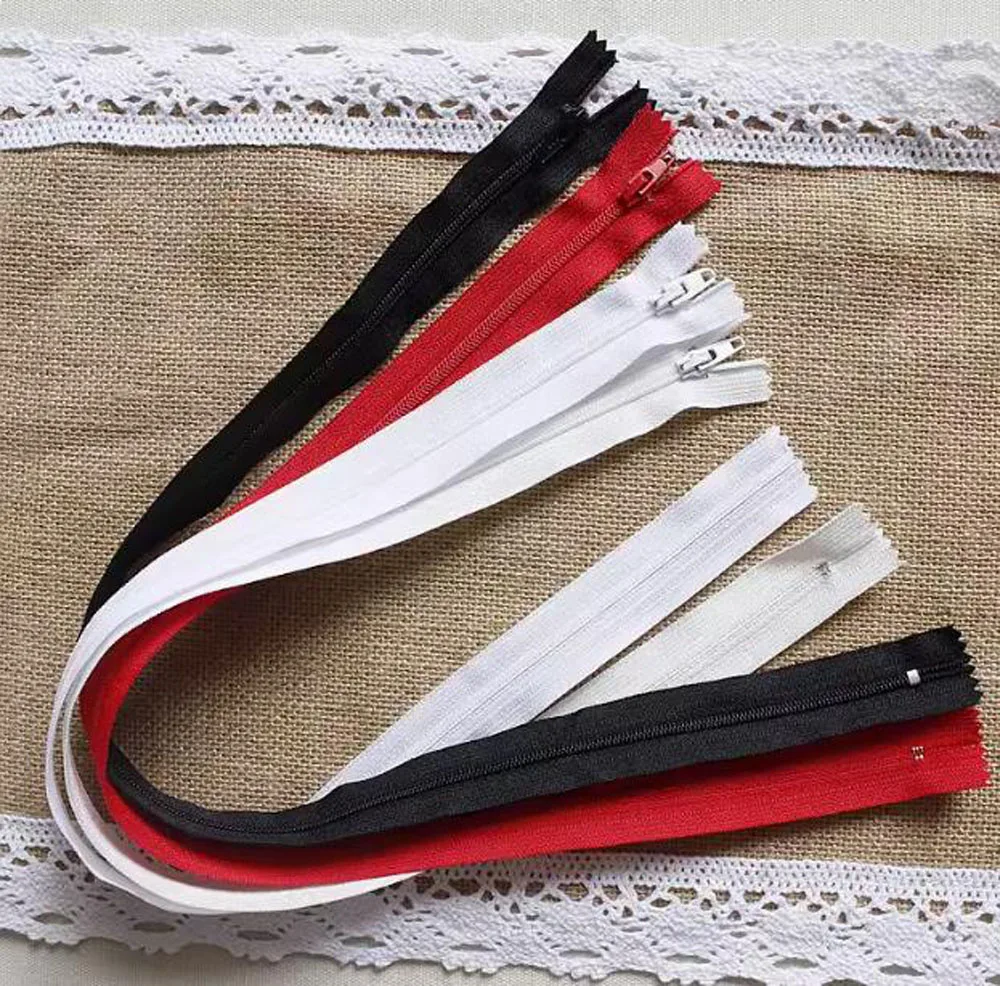 1pc 25cm/30cm invisable zippers for dresses DIY sew on short zipper white balck clothing accessories