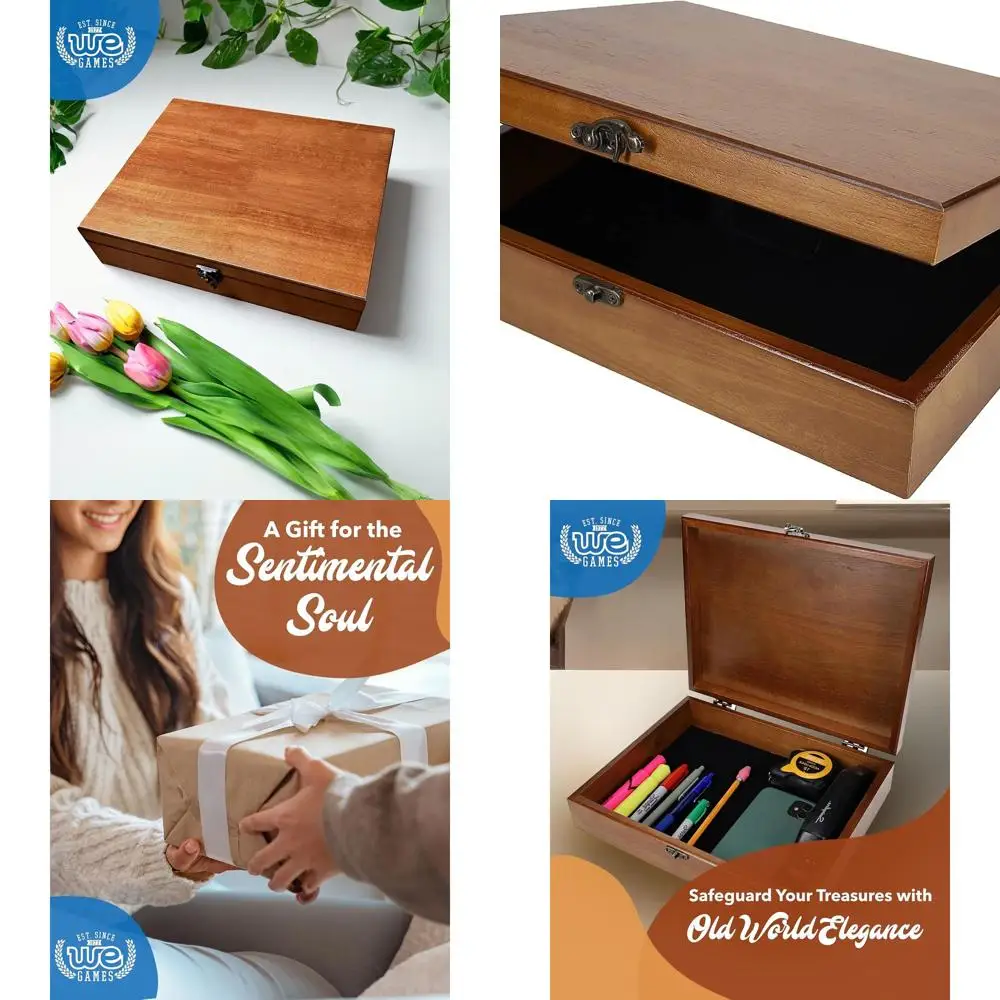 

Walnut Vintage Wooden Jewelry Box with Brass Latch for Treasures and Keepsakes