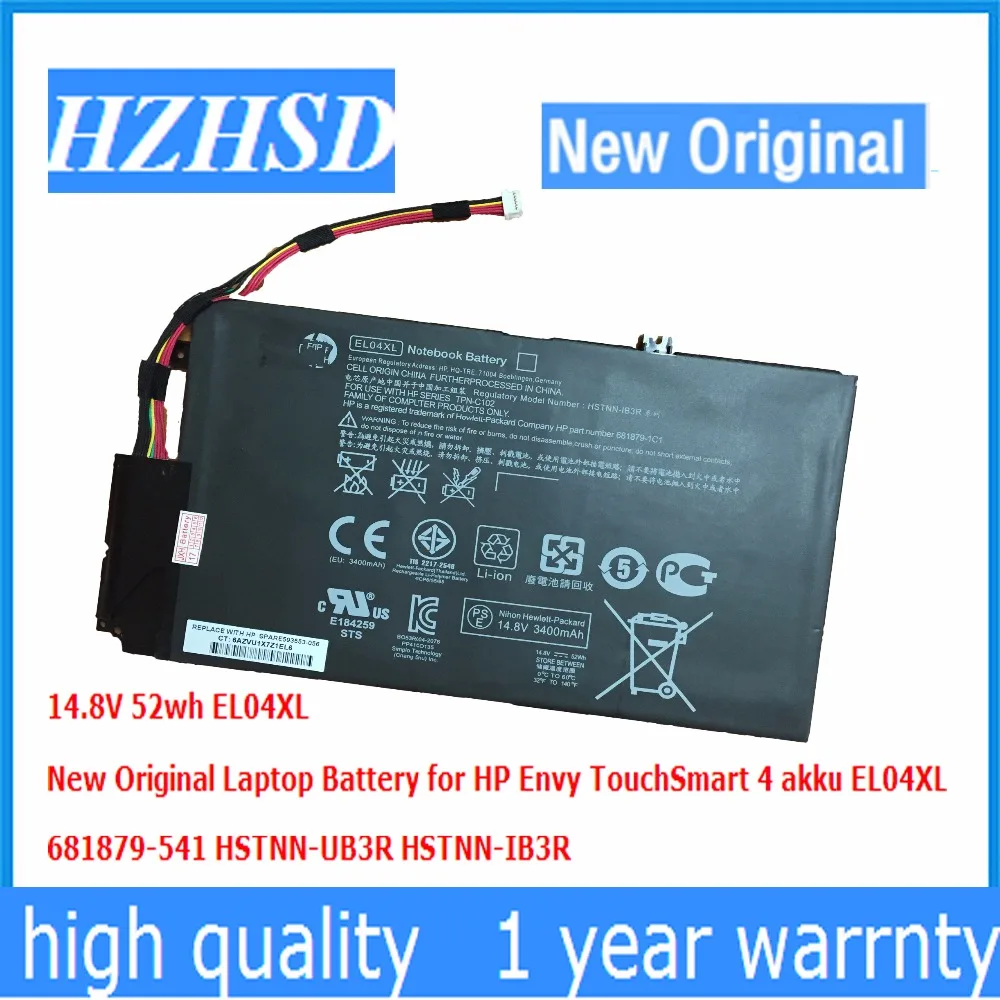 14.8V 52wh  New Original EL04XL Laptop Battery for HP Envy TouchSmart 4 akku EL04XL 681879-541 HSTNN-UB3R HSTNN-IB3R