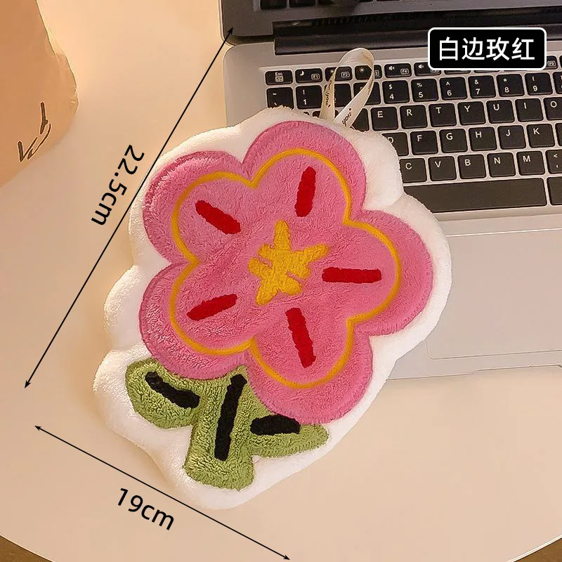 Rich Flower Hand Wipes Cute Cartoon Hanging Water Absorbent Thick Handkerchiefs for Home Kitchen Kitchen Use Hair Drying Hands