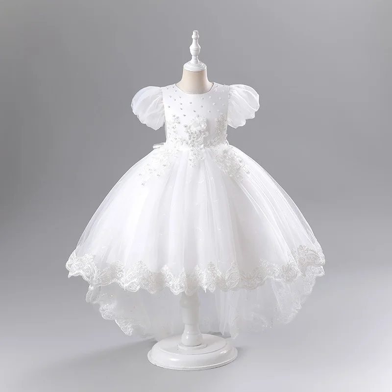 Fashion Flower Girl Dresses for Weddings Short Sleeve Lace Mesh Girls Sequin Dress Summer Children Girls Party Dresses 3-12Years view 5