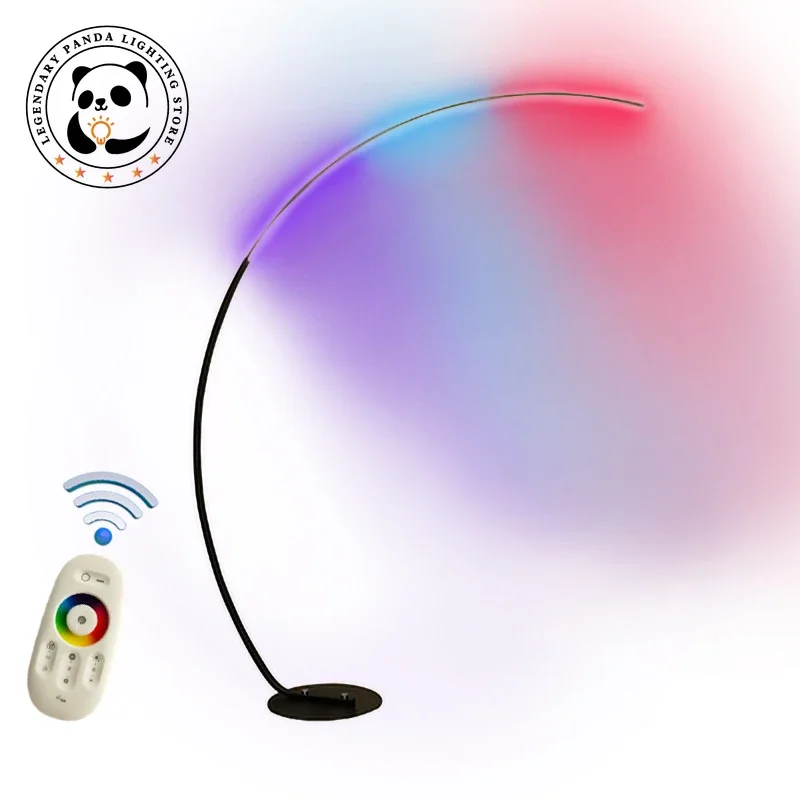 Modern LED Black White Floor Lights Art Floor Lamps Home Indoor Living Room Dimmable Remote RGB Bedroom Foyer Decor Corner Light