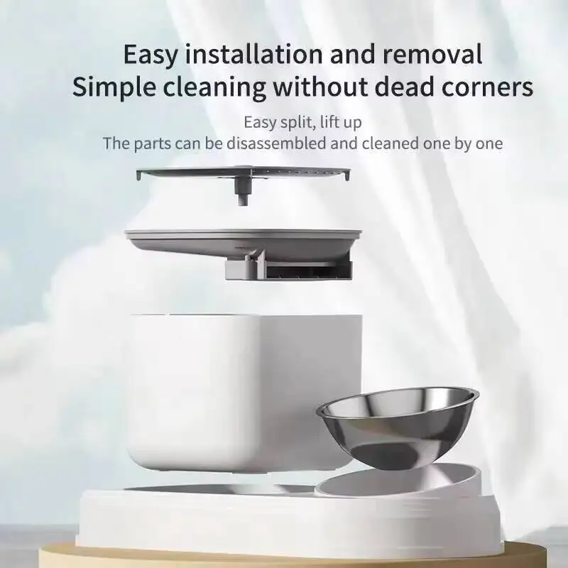 2in1 3L Cat Fountain Automatic Water Dispenser & Feeding Bowl Recirculating Filter Pet Drinking