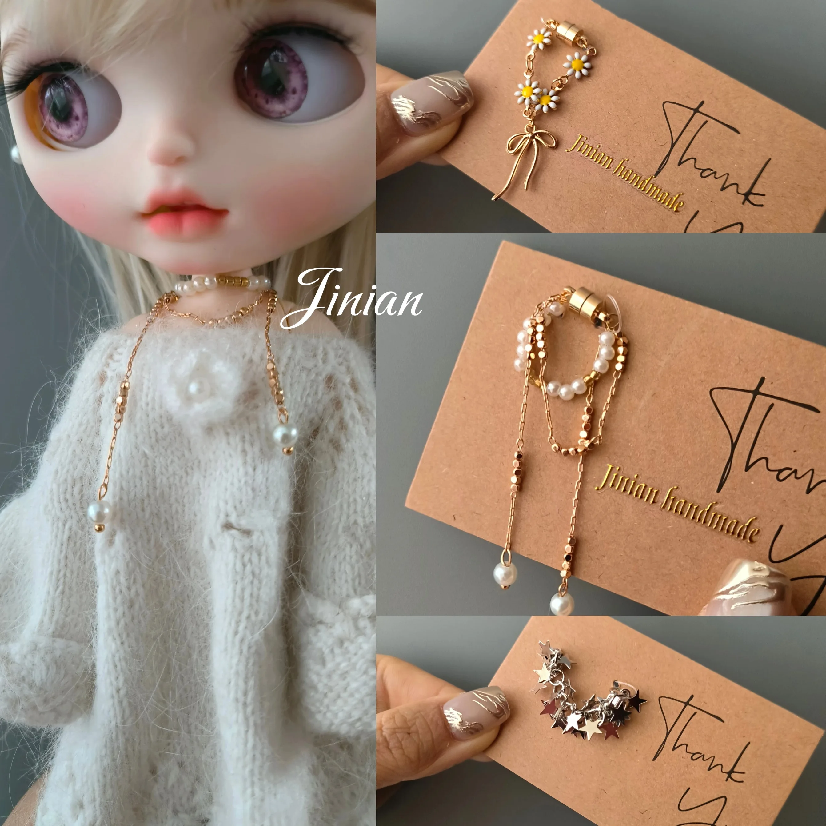 

Ювелирные украшения для кукол ICY Blyth: Изысканное модное ожерелье с жемчугом, кисточками, звездами и цветами, универсальное и роскошное, для кукол OB24 Blyth.