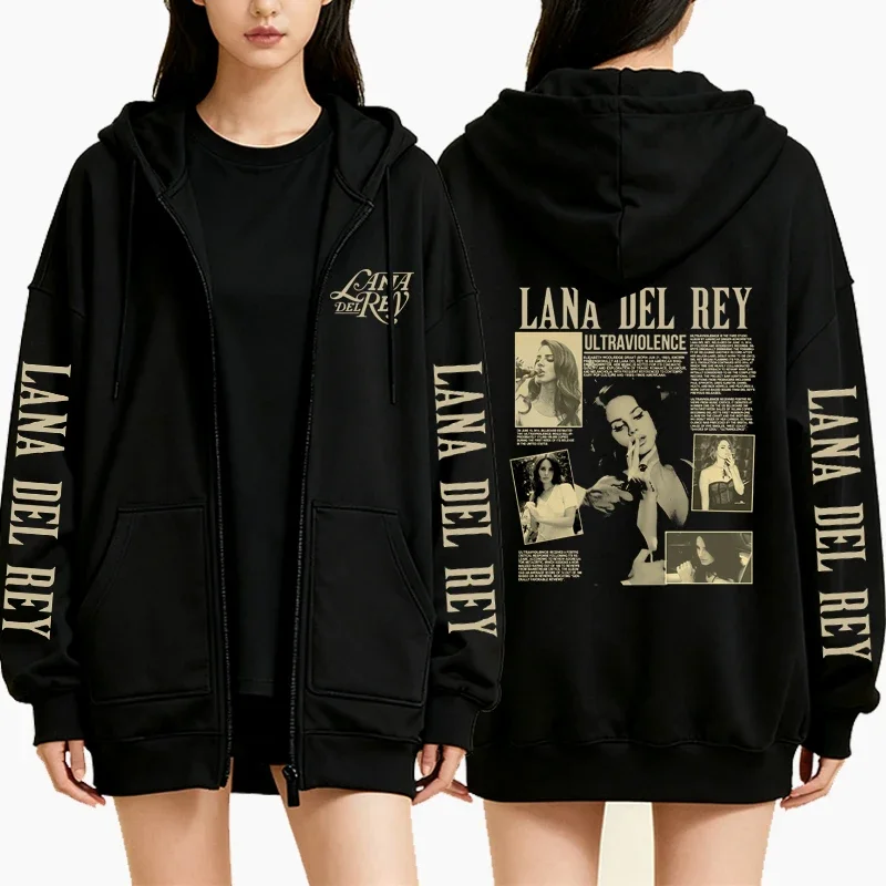 الرجعية لانا ديل ري زمم هوديي المرأة خمر موضة عادية الشرير كم طويل الصوف الخريف الشتاء بلوزات سترة معطف