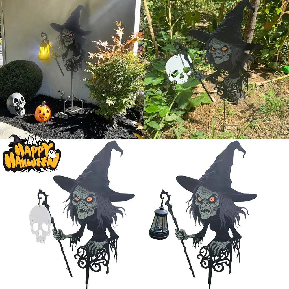 

Halloween Witch Garden Decorations,Outdoor Garden Decoration Cloak Witch Sculpture with Skull or Lamp,Happy Halloween 2025