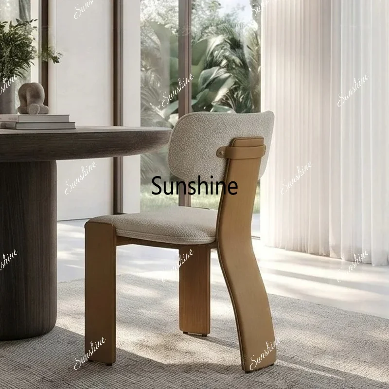 Solid wood dining chair simple modern flannel soft bag back chair restaurant home chairTJ