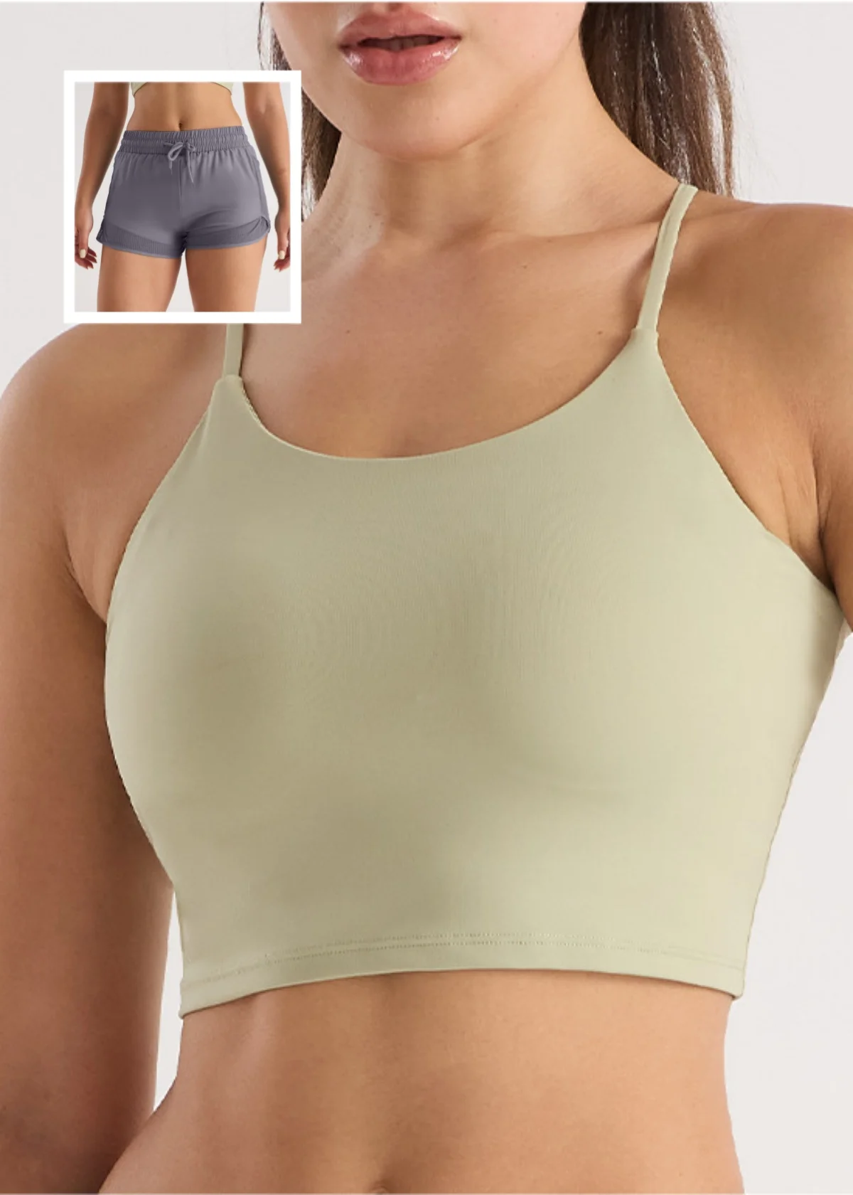 Large Size High-strength Sports Bra Integrated Fixed Chest Pad Bra Thin Quick Drying Mesh Pocket Splicing Yoga Runningshorts Set