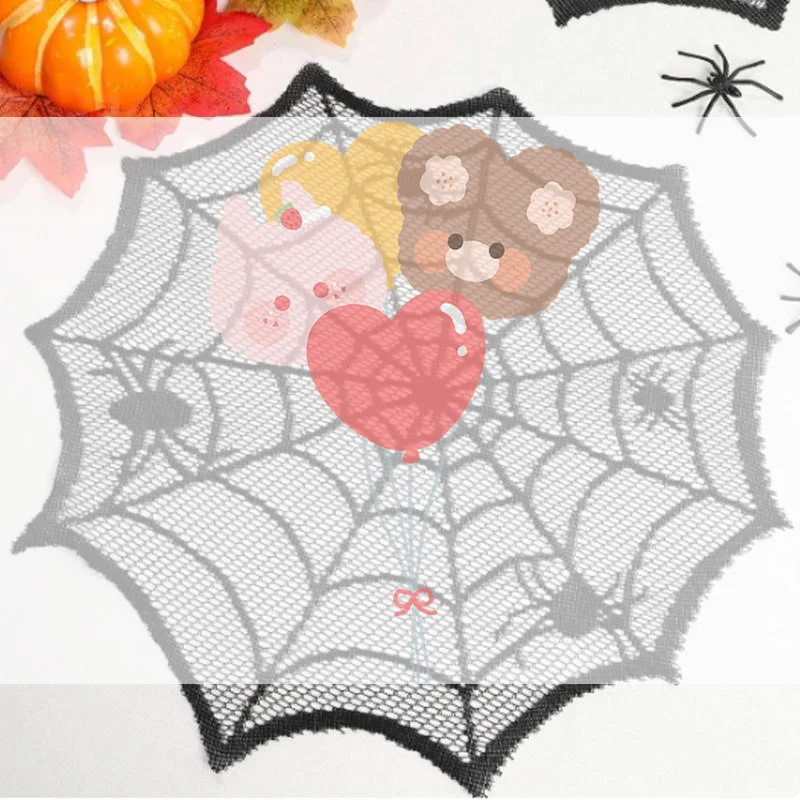 2/4Pcs Spider Web Black Lace Tablecloth Halloween Table Cloth Decorative Placemat Cosplay Spider Silk Party Table Ornament
