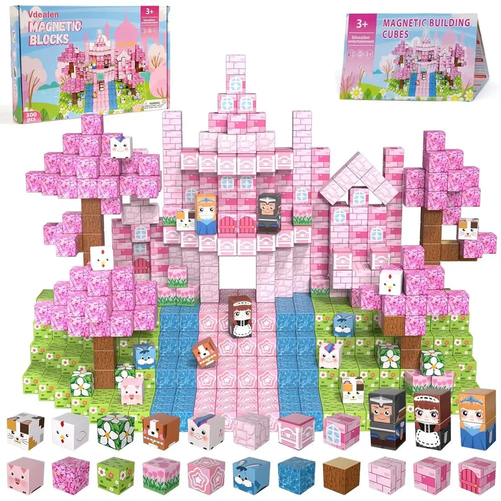 자석 빌딩 큐브 세트 - 300개, 어린이를 위한 교육용 STEM 장난감, 몬테소리 학습 블록, 3-12세용, 이상적인 선물