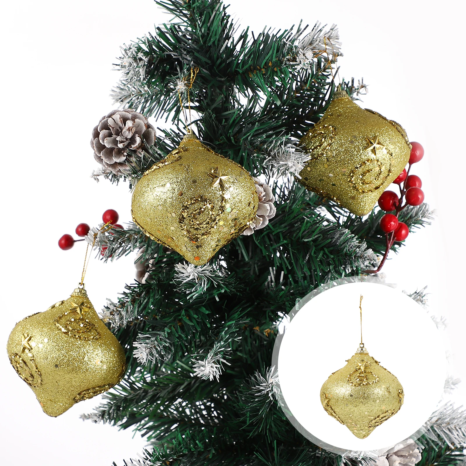 

30 Pcs Christmas Decoration Decorative Ball Pendant Ornaments Balls Shape Party Hanging Golden