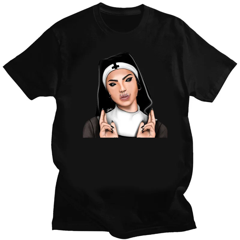 Sexy Nun Smokeing Men Clothing Cross The Happiness Is Have My Tshirt Harajuku Retro T Shirt Unisex Tee Fashion Women Casual Tops