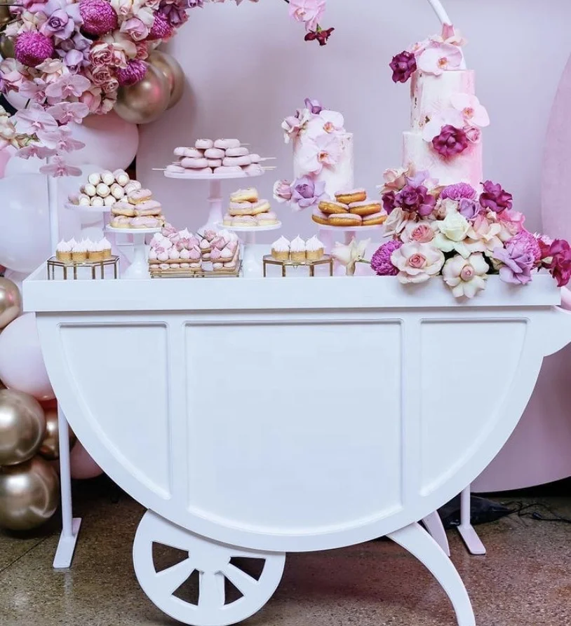 

Витрина для конфет для душа, белая акриловая тележка для конфет для десерта, свадебное украшение