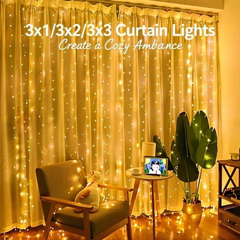 

USB String Lights with 8 Modes for Room Curtain Christmas Decorations Courtyard Gatherings Ramadan and New Year Festive Lighting