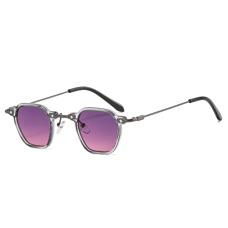 Neue Quadratische Retro Steam Punk Sonnenbrille Männer Frauen Runde Shades Gradienten Gläser Klare Linse Vintage Fahren Brillen Ozean Farbe – Detail 3
