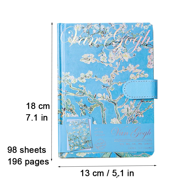 Retro Van Gogh Oil Painting Themed Notebook Student Hardcover Notepad Magnetic Buckle Color Illustration Diary