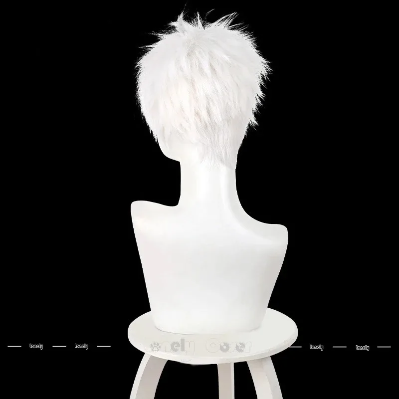 

aa69The Summer Died Hikaru Indo Косплей Парик Короткие Белые Волнистые Парики Для Мужчин Женщин Термостойкие Yoshiki Tsujinaka Role Pla