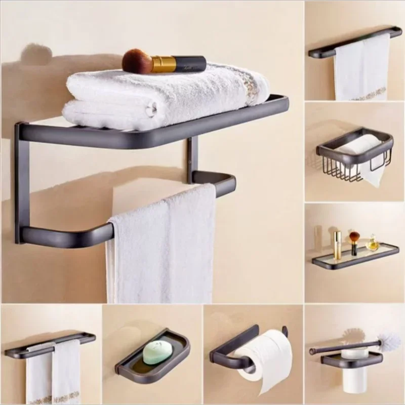 Brass Toilet Brush Holder Bathroom Shelf Black Paper Holder,Towel Bar,Soap Holder,Towel Rack,Towel Hook bathroom Hardware