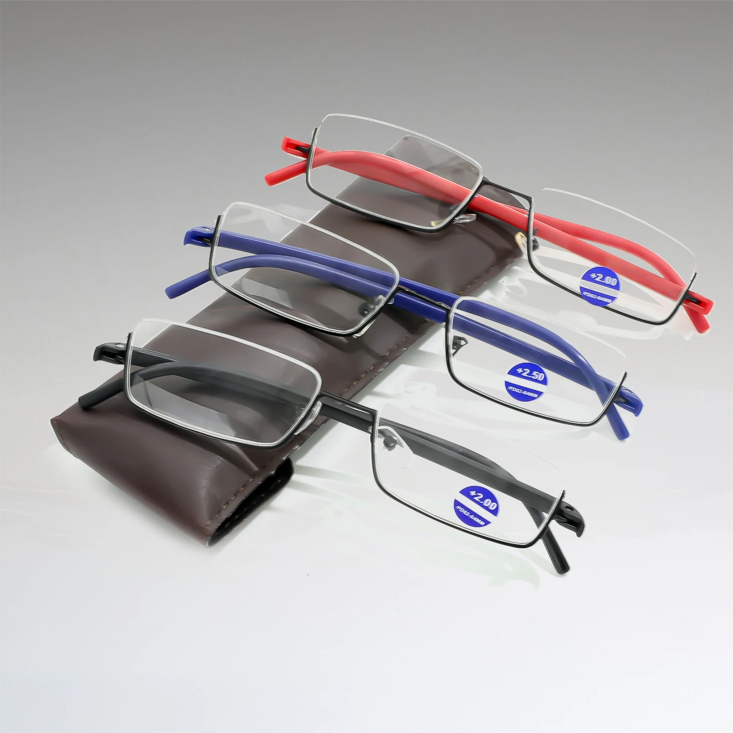 Fashion Reading Glasses Free Case As a Gift Ultra Narrow And Lightweight Semi-Rimless Design Metal Frame