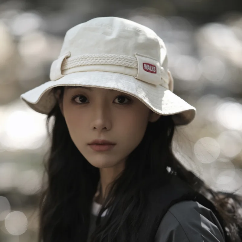 Outdoor Hiking Camping Sun Protection Men's Caps Spring and Summer New American Retro Casual Drawstring Bucket Hats for Women