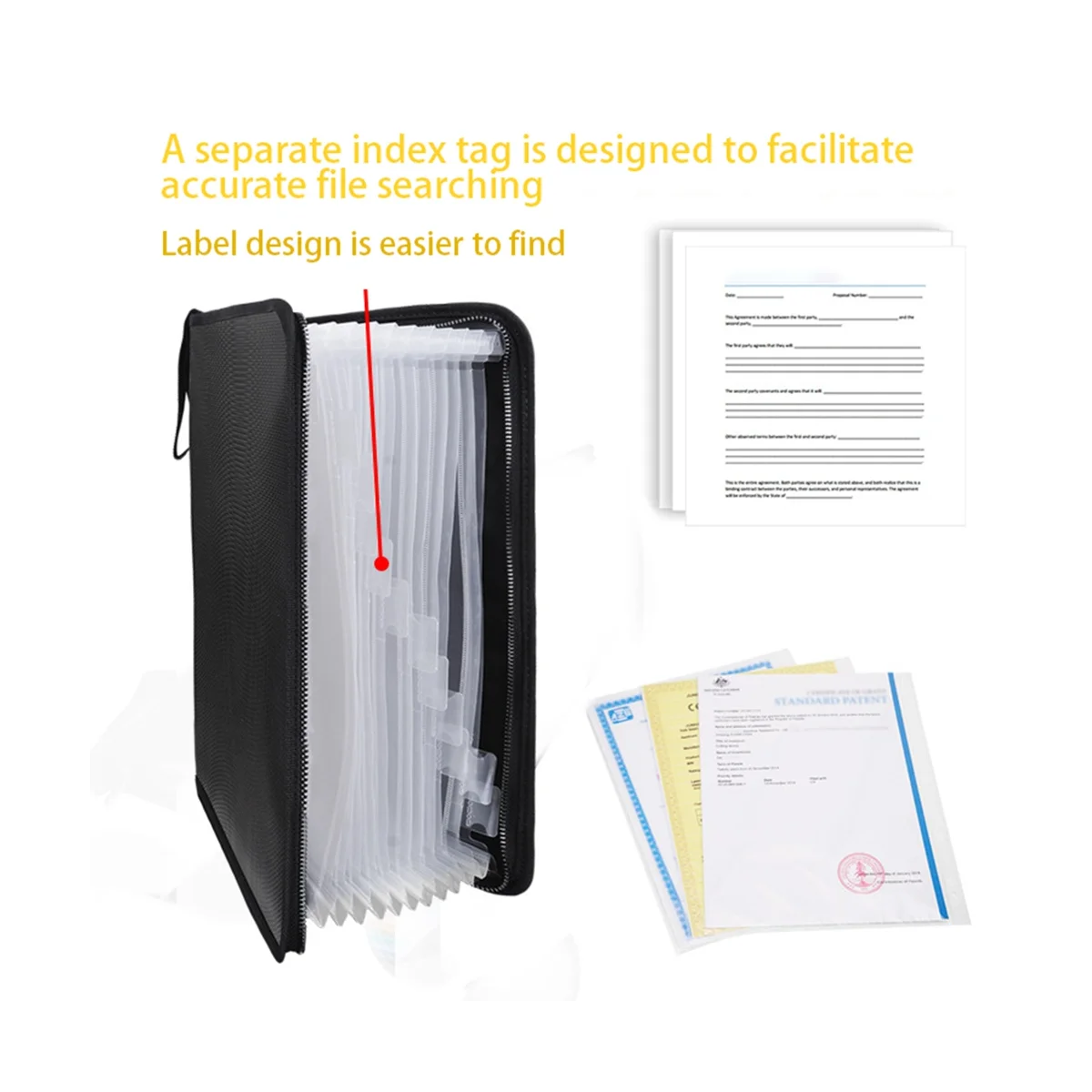 Fireproof Expanding File Folder, Fireproof File Folder Important Document Organizer Holder with Labels,(12