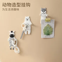 Creative animal adhesive hook cute cartoon strong traceless key hook bathroom refrigerator post punch free hanger wall hook