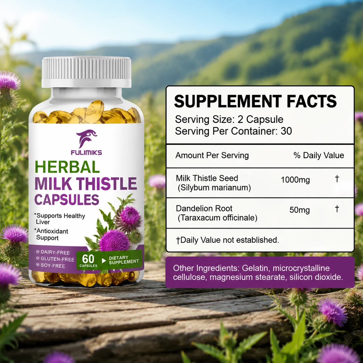 Milk Thistle And Zeolite 1+1 Value Pack, Herbal Supplement Set, with Dandelion Root, Selenium, Chlorella, Noni Powder, Shilajit, Supports Liver Health, Kidney Wellness, Daily And Immunity, Excellent Feedback, Packaging May Vary
