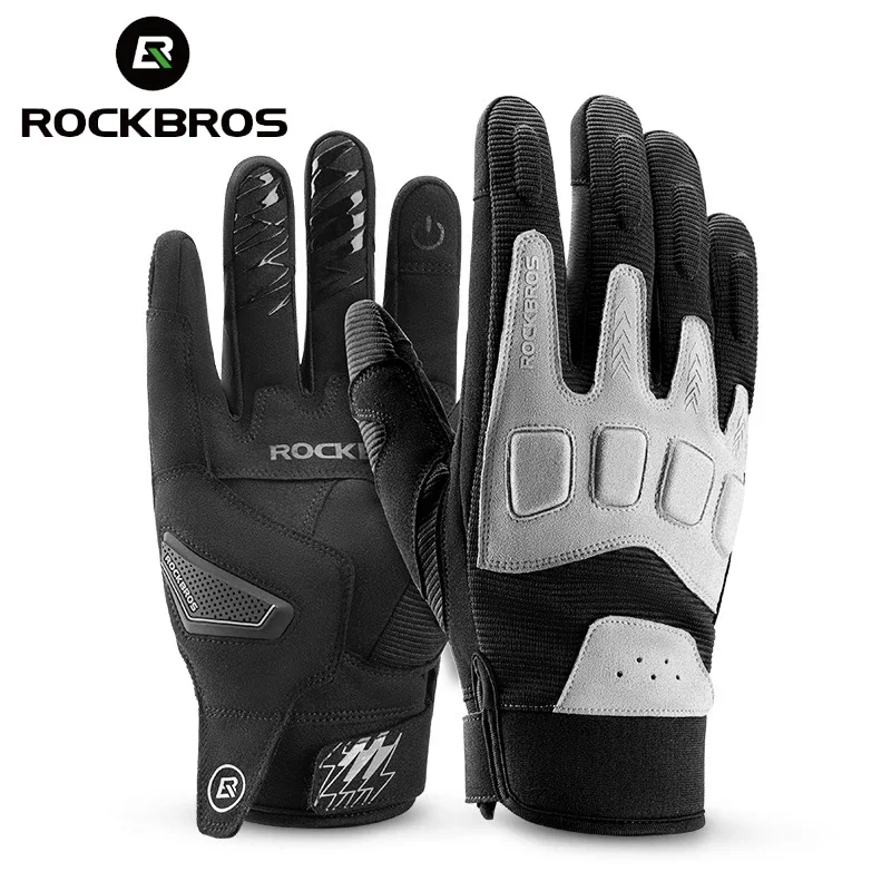 

Перчатки ROCKBROS из искусственной кожи, нескользящие спортивные митенки для езды на мотоцикле и велосипеде, для сенсорных экранов, дышащие