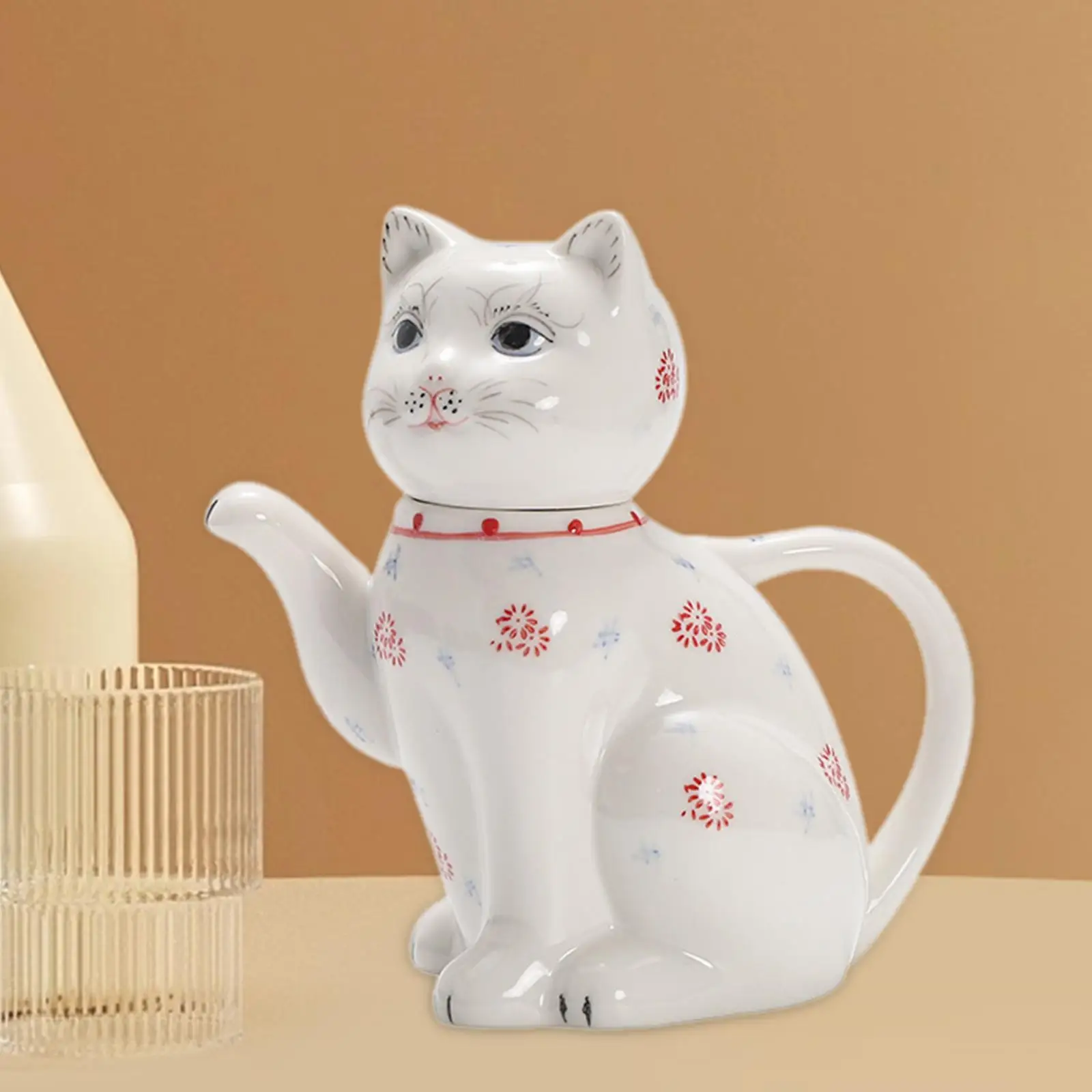 Adorable Cat Teapot Juice Container Sturdy with Handle Cat Water Pitcher for Kitchen Restaurant Home Use Tea House Iced Tea