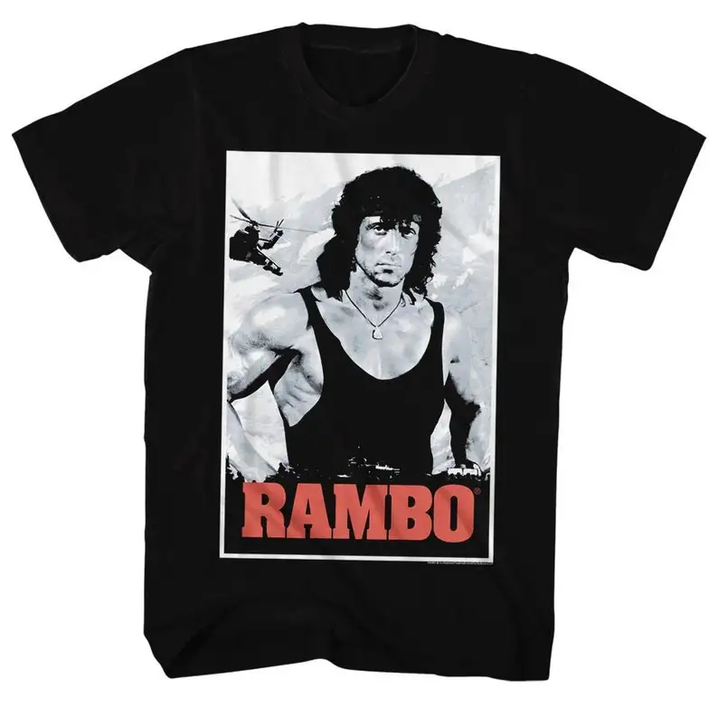 Rambo Black And White Black Adult T-Shirt