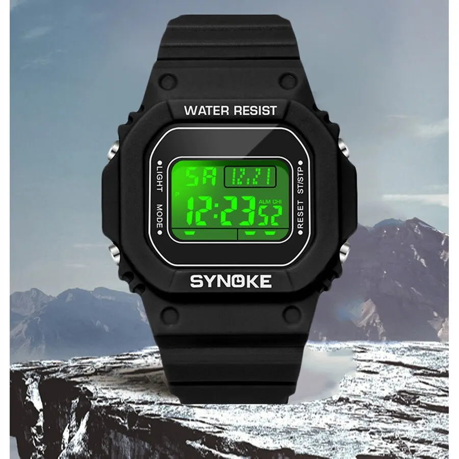 SYNOKE Outdoor Military Digital Watch For Men Fashion Retro Men Watch Sports Waterproof Men Watch Multifunctional Luminous