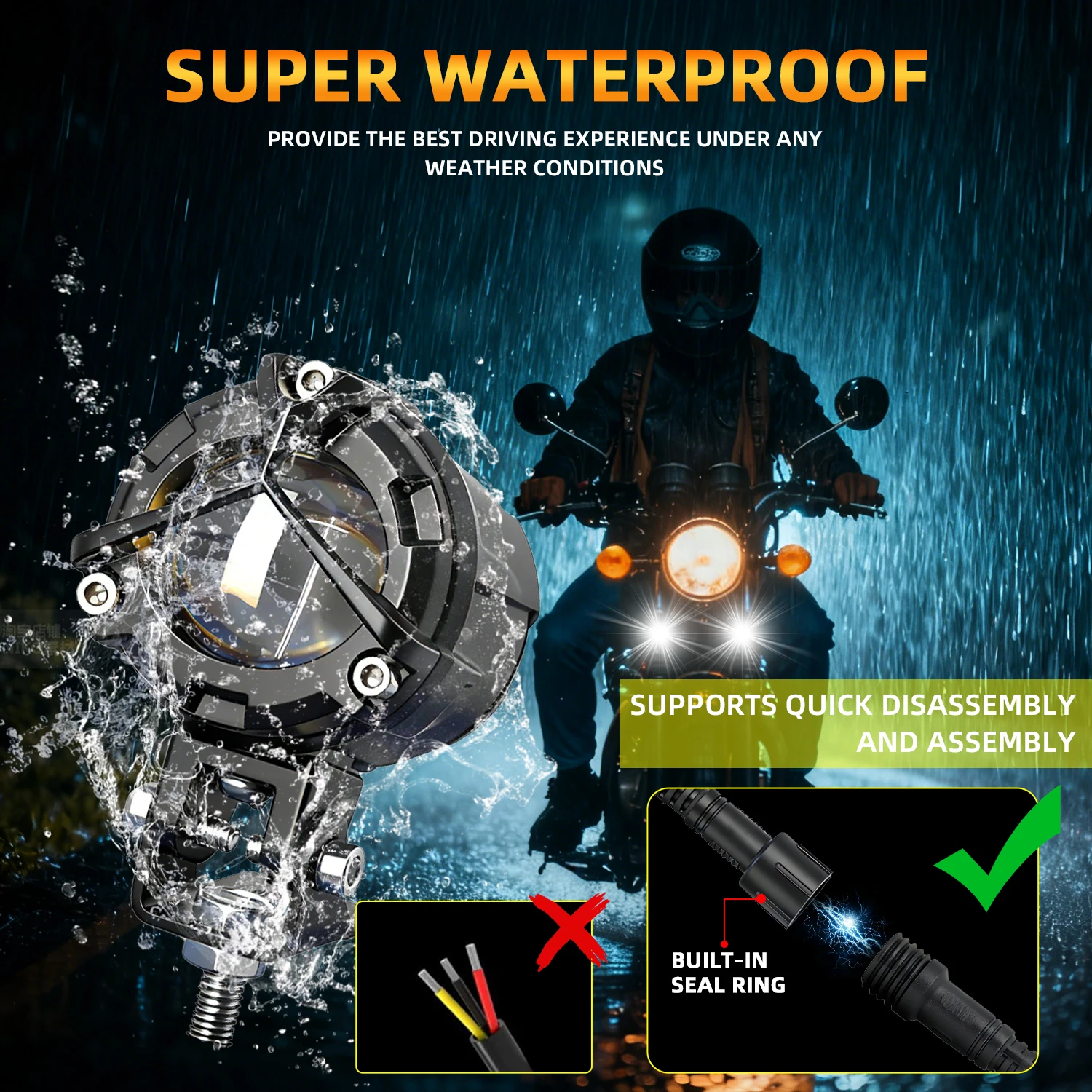Motorcycle  Fog Lights 6000K 3500K LED Off Road Driving Light Wire Harness Switch 6000K for ATV Truck Dirt Bike SUV UTV view 3