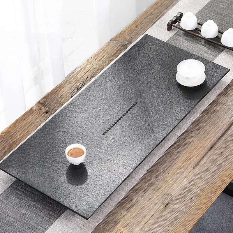 

Black Rectangular Tea Tray Stone Luxury Minimalist Teapot Tea Tray Set Ceremony Bandeja Decorativas Gong Fu Tea Accessories