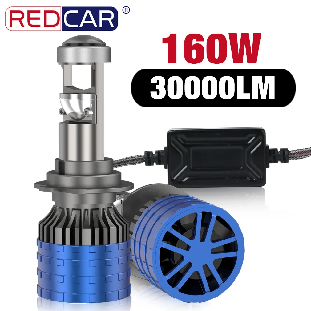 H7 LED Projector H4 30000LM H11 9005 HB3 9006 HB4 H8 H9 Mini Lens Auto LED Headlight Bulbs 160W Turbo Fan Kit Car Light Lamp