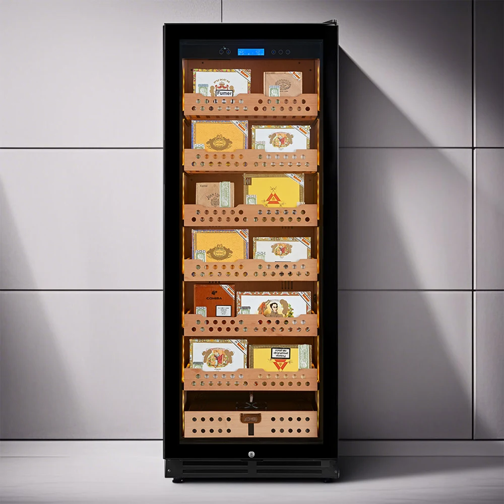 Electric Cigar Humidor Humidity Control Beech Wood Shelves Cigar Refrigerator Humidor